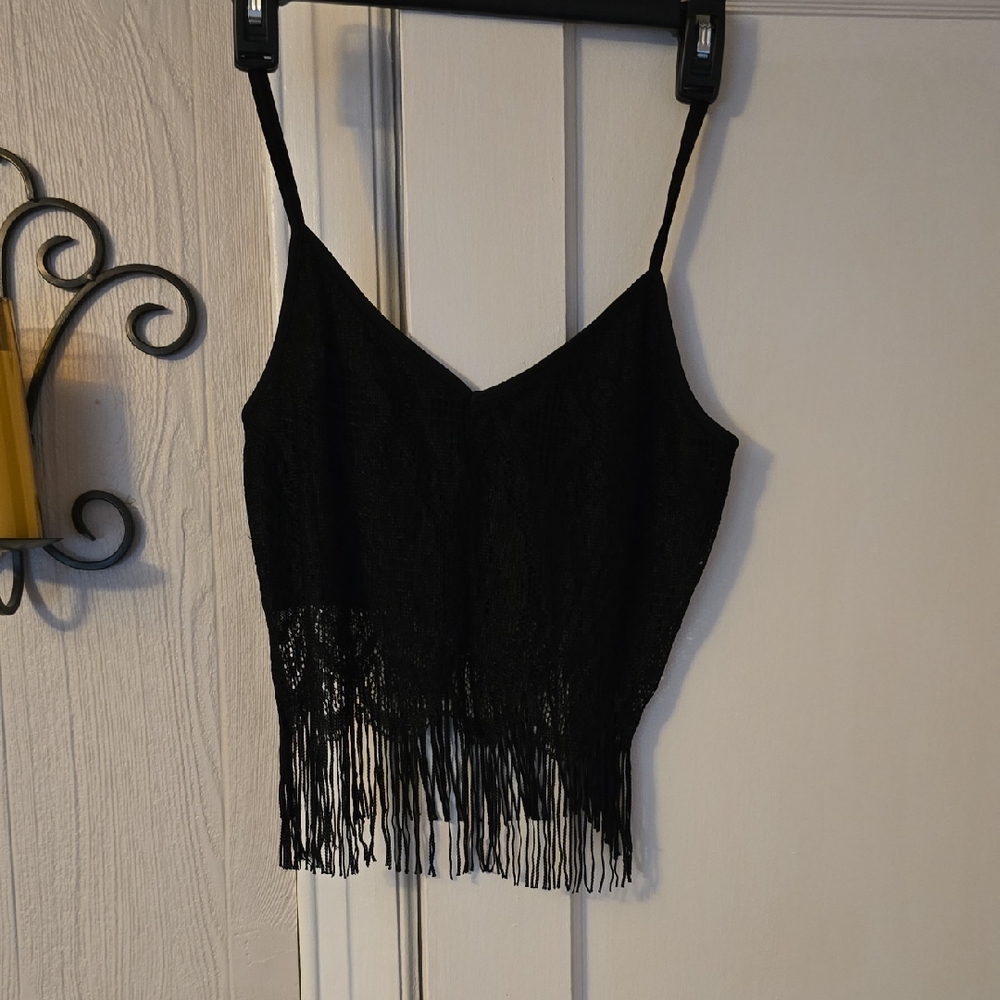 Elegant Black Lace Fringe Camisole